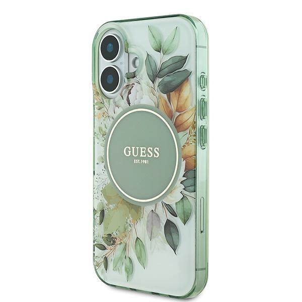 Guess Guhmp16Mhfwbdcen Iphone 16 Plus6.7 Zielony/Green Hardcase Iml Flower & Tonal Circle Magsafe