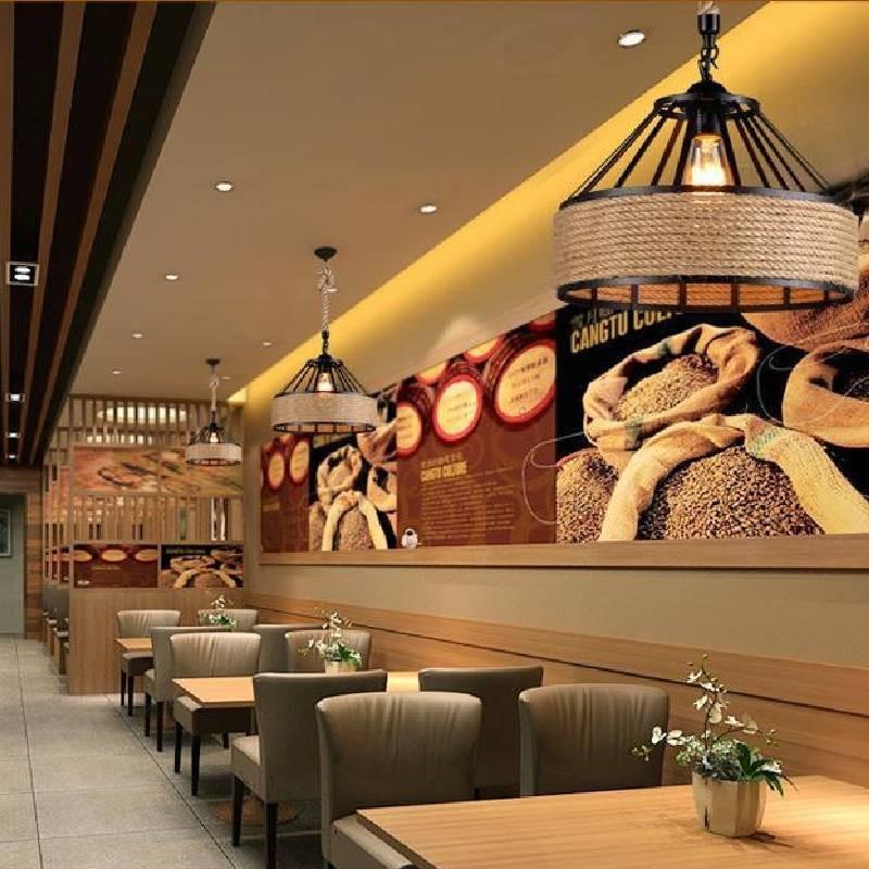 Vintage American Country Rope Pendant Light For Rustic Dining Room And Cafe Decor