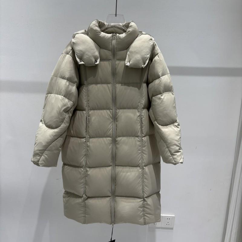 Womens Long Puffer Coat Knee-Length Winter Down Jacket Hooded Thick Loose Fit Elegant Office Style