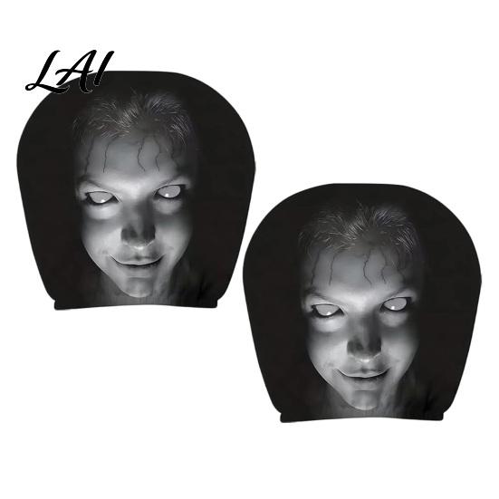 Interior Styling Accessories for Vehicles 2Pcs Universal Car Headrest Covers Horror Pattern Seat Protector Breathable Protector Stretchy All Seasons