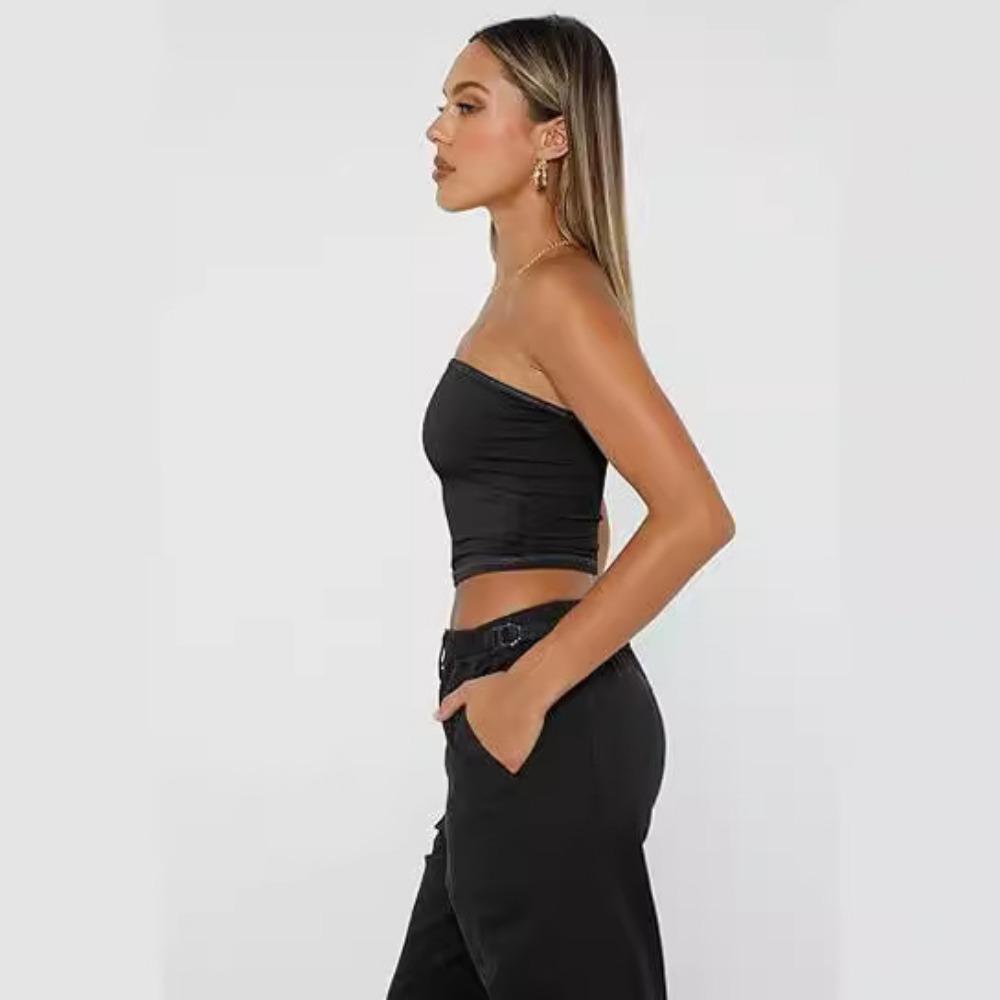 Strapless Tank Top Solid Color CropTops Women Summer Camis Casual Camisole Fashion Tube Female Sleeveless Cropped Y2K Clothes