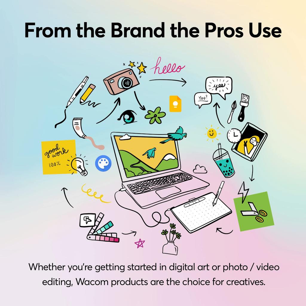 Wacom Intuos Drawing Tablet with 3 Bonus Software Included, 7.9" x 6.3", Black (CTL4100)