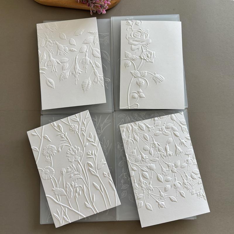 1pc 3D Texture Clip Plastic Embossed Pattern Board DIY Printing Clip Mold Paper Embossing Folders Flowers Card Making Supplies