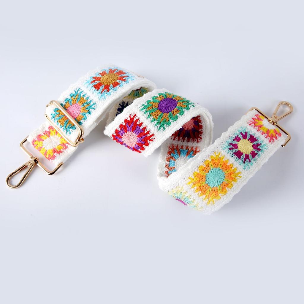 New Versatile Women's Bag Strap Bohemian Embroidered Webbing Crossbody Strap Adjustable Length Single Shoulder Strap Accessories