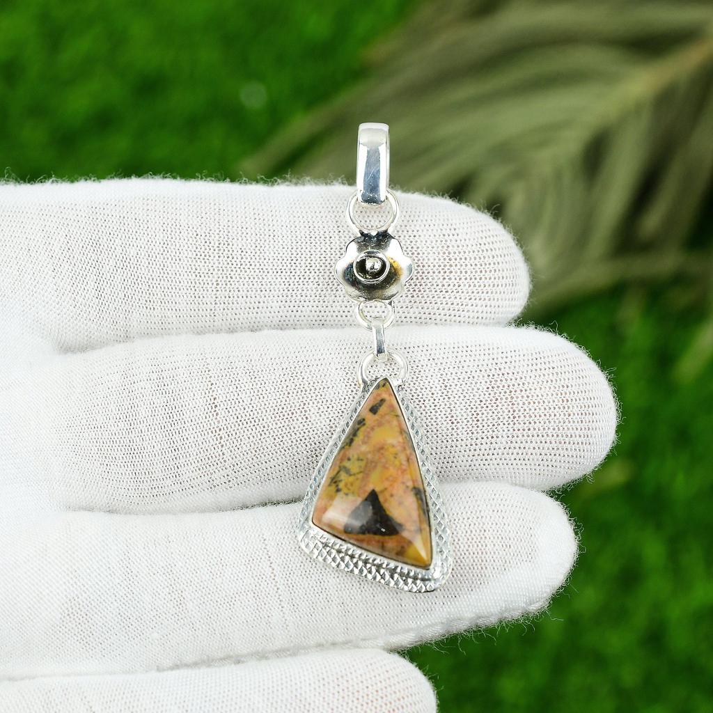 Natural Bauxite Gemstone Pendant 925 Sterling Silver Indian Jewelry For Girls