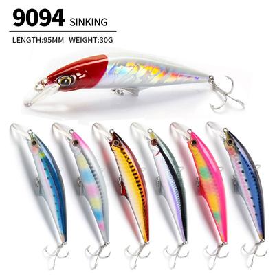 1Pcs Fishing Bait Long Casting Sinking Minnow 9.5cm/30g Shivering Minnow Fake Bait Crossbill Sea Bass Fishing Lures
