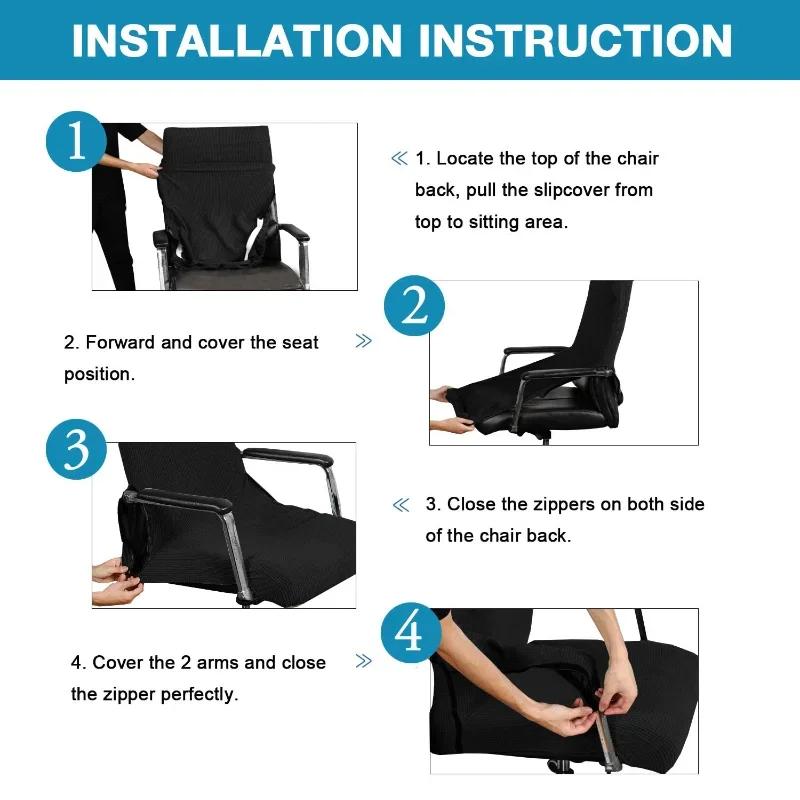 Modern Spandex Anti-dirty Computer Chair Cover Elastic Boss Office Chair Cover Easy Washable Removable with 2pcs Armrest Cover