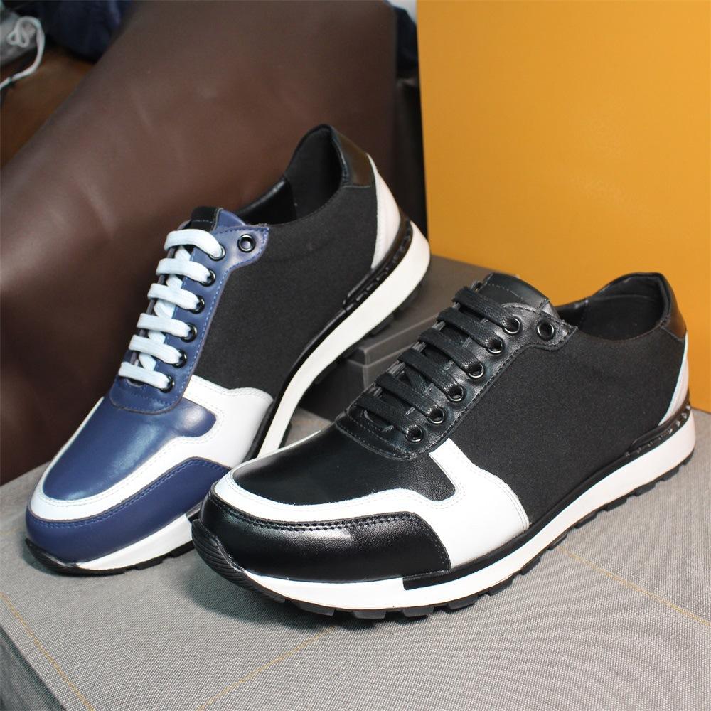 New Men'S Shoes Casual Versatile Breathable Lace-Up Leather Cowhide Sports Shoes Trendy Platform Business Running Shoes