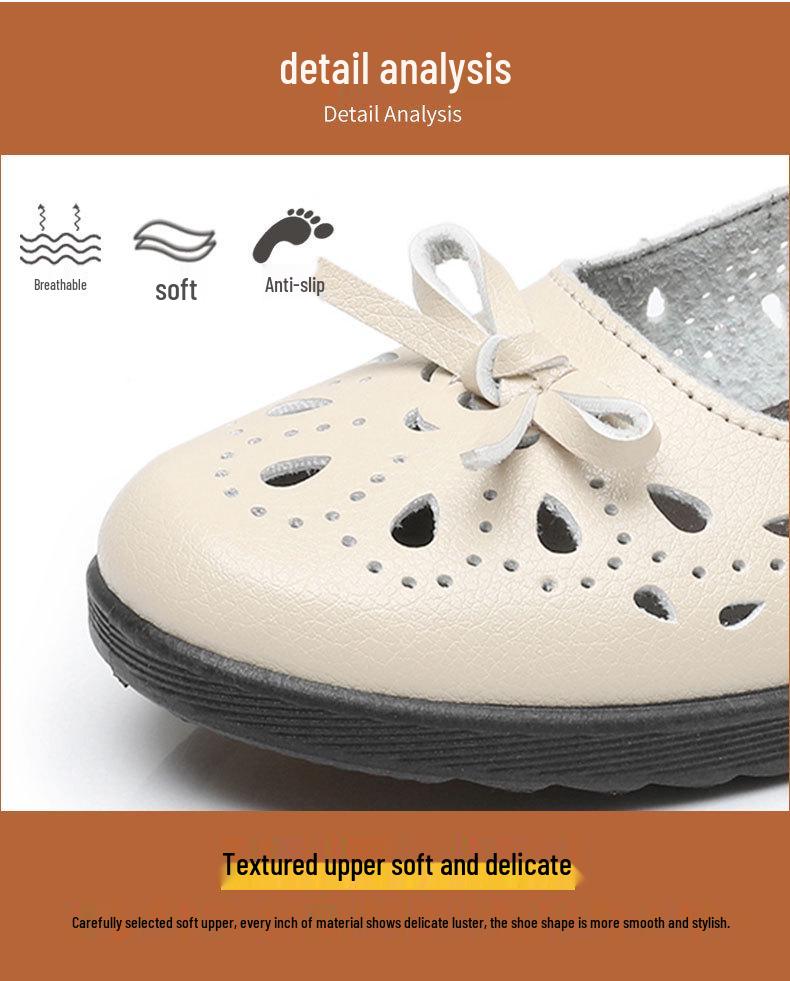 Spring Soft Sole Leather Sandals | Non-Slip Breathable Flats for Women & Seniors