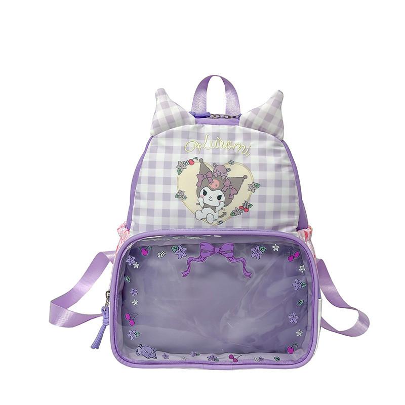 

Hello Kitty Cartoon Backpack For Girls With Pu Material And Cute Bow Design For Daily Use Purple