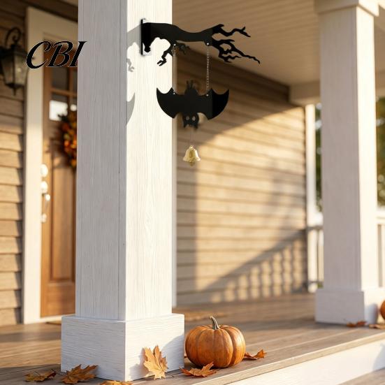 Even Color Filling Halloween Decor Wall Mounted Hanging Bell, Clear Sound Ghost/Bat Decorative Carved Dinner Bell for Outdoor Front Door Garden Porch