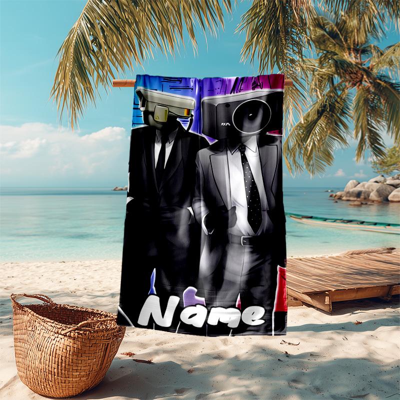 Personalized customized proof beach towel with Skibidi Toilet pattern - soft, absorbent,quick-drying,perfect swimming,camping&bathing