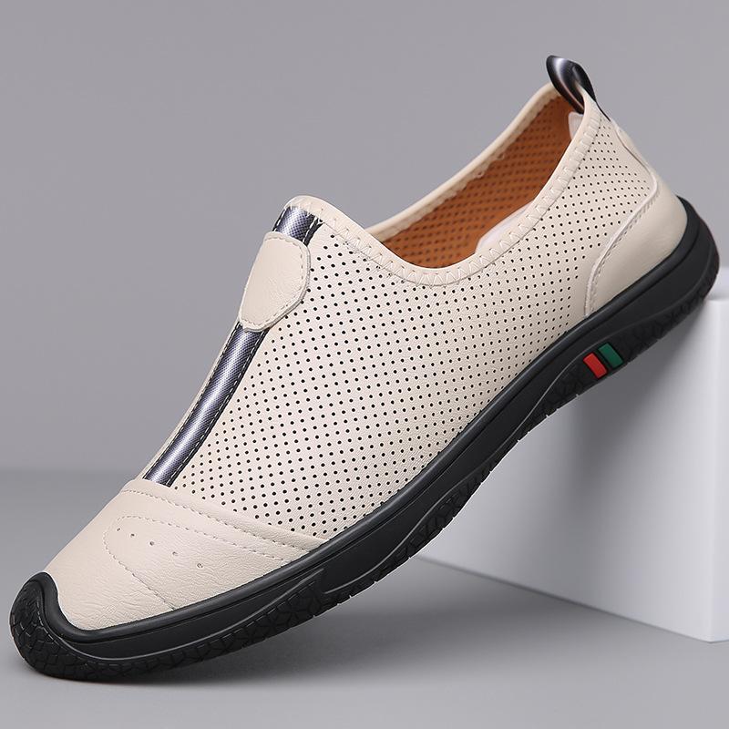 Móda 2025 Léto Podzim Nové Pánské Ležérní Boty s Kulatou Špičkou Lehké Business Jednobarevné Kožené Sandály pro Muže Módní Mokasíny Pánské