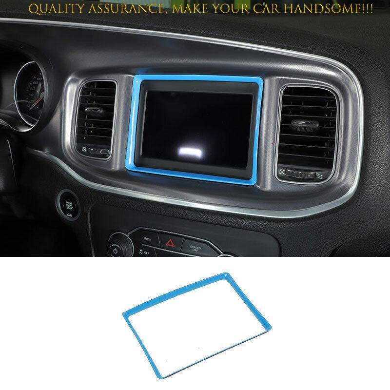 For Dodge Charger 2015-2024 Light Blue Middle Console Navigation Panel Trim 1PCS