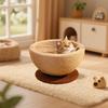 Durable Imitation Hemp Cat Scratching Board and Nest- Integrated Round Cat Scratcher and Claw Basin, Wear-resistant