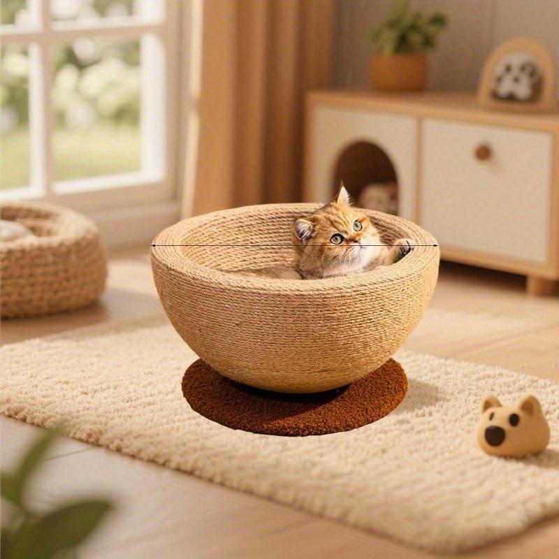 

Durable Imitation Hemp Cat Scratching Board and Nest- Integrated Round Cat Scratcher and Claw Basin, Wear-resistant