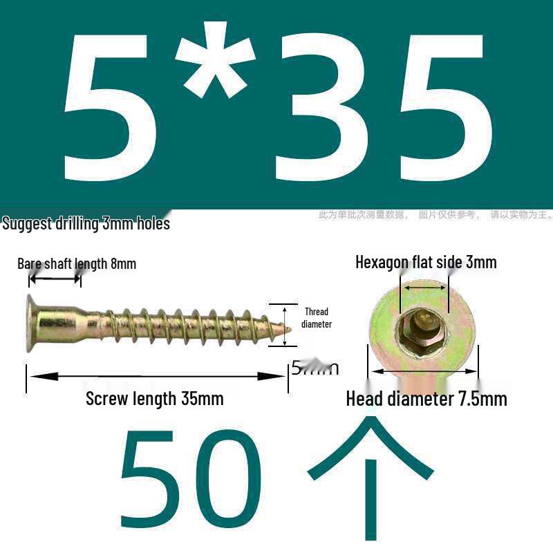 Hex Socket Phillips Countersunk Wood Screws for Furniture & Cabinet, Self-Tapping, M5/M6/M7