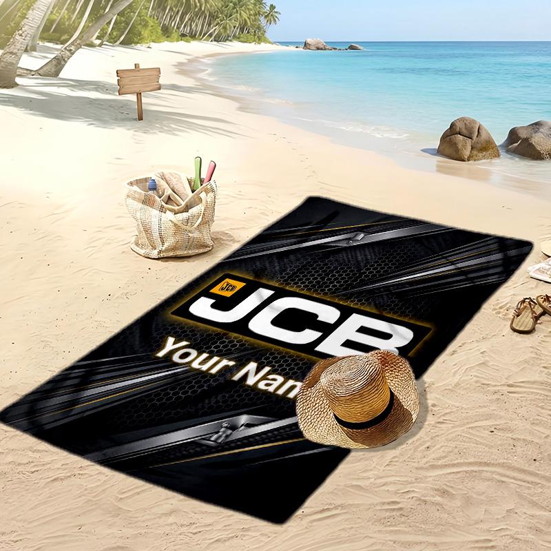 JCB Custom Beach Towel, Print Your Name Text Lightweight Absorbent Towel for Swimming Travel