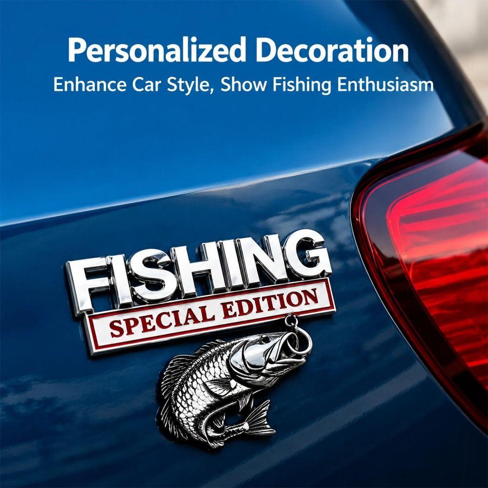 Metal Fishing Emblem Fishing Vehicle Emblem Fishing Themed Auto Badge  Vehicle Accessories
