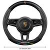 AIHQR1 O Shape Suede Carbon fiber anti-slip Car Steering Wheel Cover For Porsche Cayenne Panamera Macan Boxster Cayman 718 911 Sticker