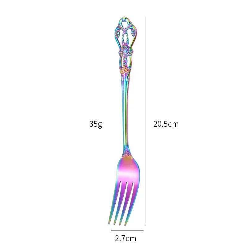 European Style Stainless Steel 4pcs Dinnerware Set - Retro Hollow Design Gold Spoon, Fork and Royal Steak Knife for Home Decor