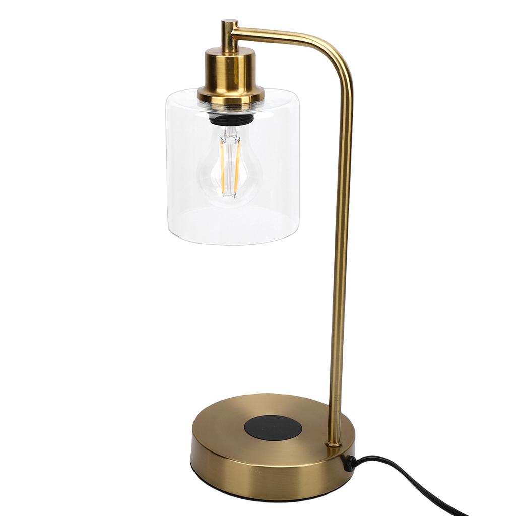 Industrial Table Lamp with Wireless r USB Port Touch Control 3 s Brightness Bedside Lamp for Bedroom Guest Room