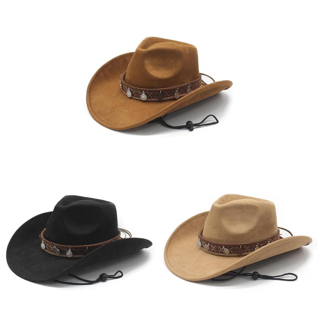 Style Dress Hat With Ethnic Embellishments And Breathable Suede Material For Festivals
