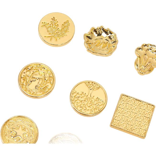 BORDSTRACT Wax Stamp Head Replacement, 24 Pcs Retro Antique Vintage Wax Sealing Stamps Head with Storage Box and Bag for Sealing Envelopes Cards