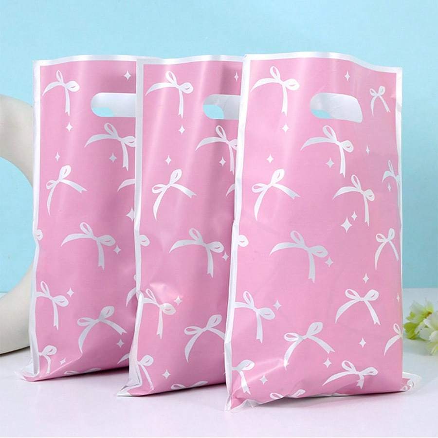 Pink Bow Party Favor Bags Bow Coquette Goody Candy Bags, Pink Bow Party Treat Bags Coquette Party Supplies Decorations for Pink Coquette Bow