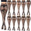 Women Fashion Seamless Jacquard Fishnet Pantyhose Trendy Pattern Mesh Stockings