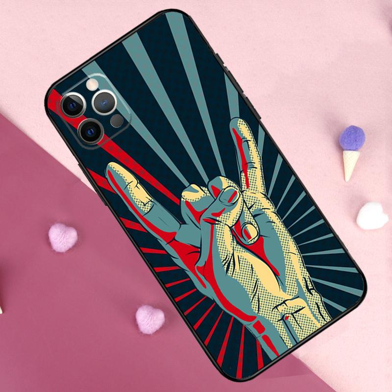 Rock Roll Skull Phone Case For iPhone 17 Pro Max 11 14 15 16 Pro Max Plus 12 13 Mini 17 Air 16e Back Cover