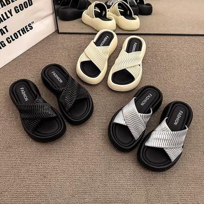 Fashion Foldable Thick Bottom Cross Step Sensation Fashionable Outdoor Sandal Women's Summer 2025 New Style Beach Soft Bottom Flip Flops