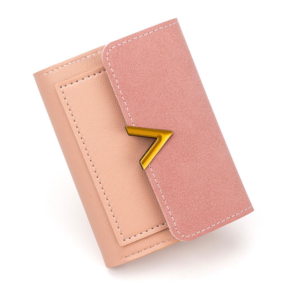 European & American Retro Women's V-Shaped Trifold Wallet with Card Holder, ID Window, Coin Purse, and Money Clip.