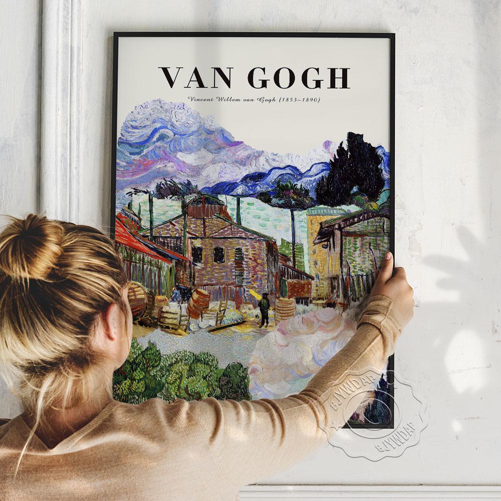 Van Gogh Exhibition Museum Poster Town Scenery Wall Picture Prints Art Canvas Painting Home Decor Wall Art No Frame