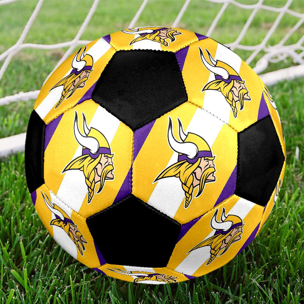 Minnesota Vikings2 Soccer Ball Colorful All Ages Machine Stitched PVC Competition Ready Durable High-Bounce.SIZE5