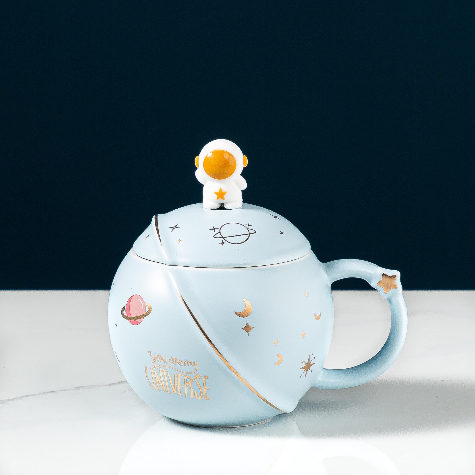 

Астронавт Керамічна Чашка Планета Кружка Креативна Персоналізована Чашка для Води Сувенірна Подарункова Чашка Кавова Чашка 400ml cup + lid + spoon