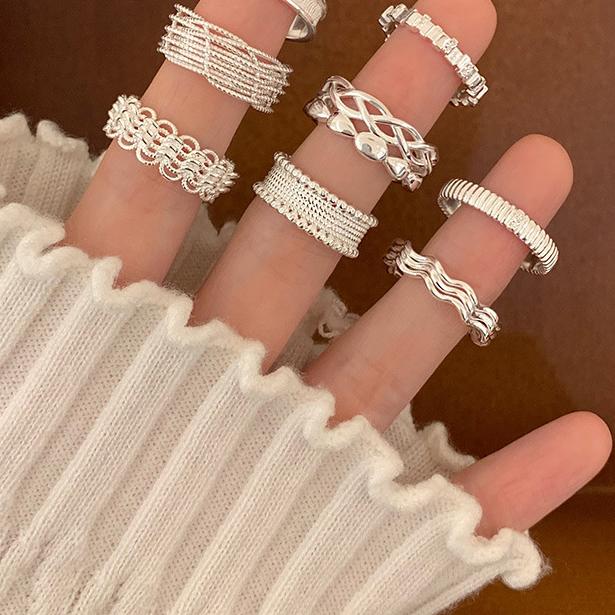 VENTFILLE 925 Sterling Rings for Women Fashion Geometric Handmade Irregular Line Ring Party Birthday Gift Dropshipping