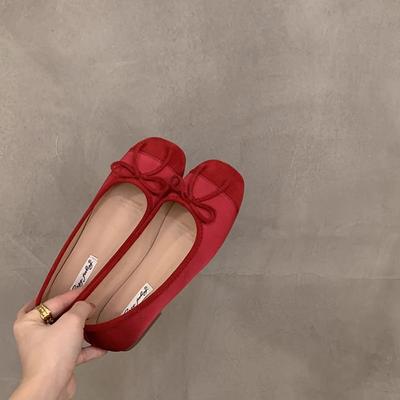 Flat-bottomed Gentle Evening Shoes French Small Red Single Shoes Women's Shoes 2025 Spring and Autumn Soft-soled Silver Ballet Shoes