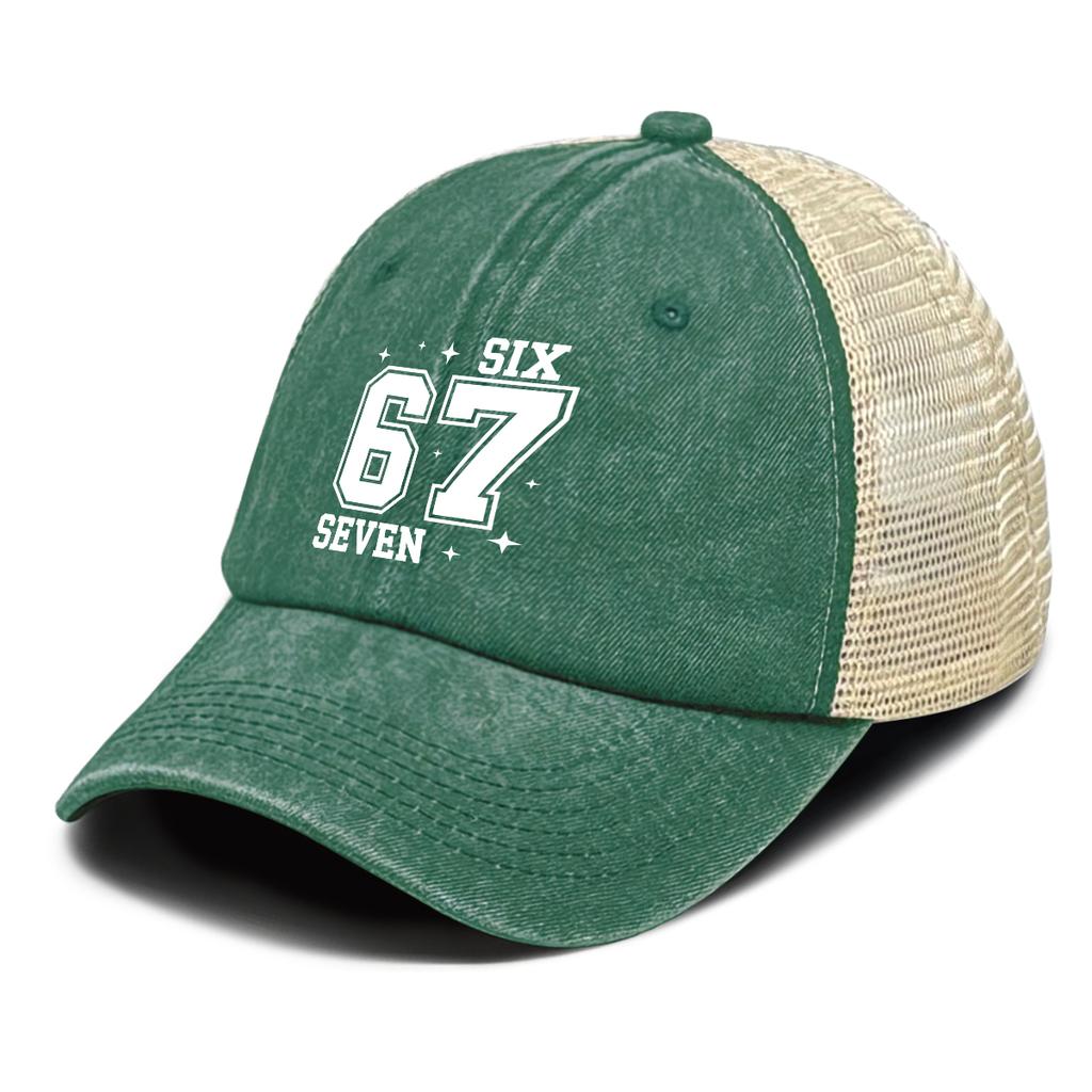 White 67 Printed Baseball Cap Adjustable Vintage Unisex Comfortable Curved Brim Cap For Women Outdoor Travel Camping