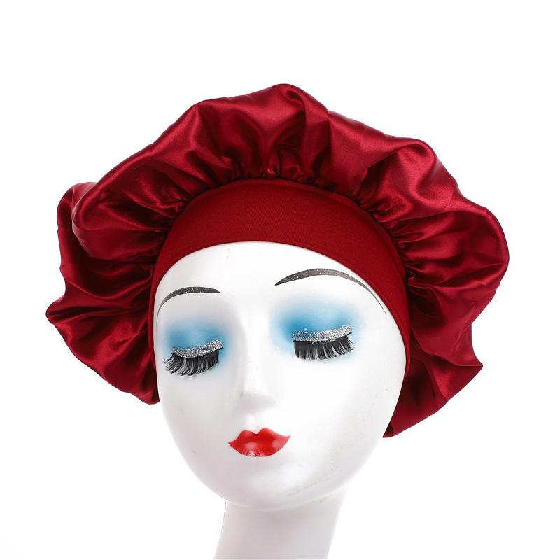 Wide Brim Satin Nightcap: High Elasticity Anti-Frizz Silk Chemotherapy Hat for Hair Care