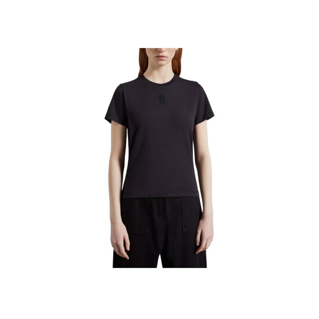 Moncler Solid Color Round Neck Casual Slim Fit Short Sleeve T-Shirt Women Tops Dark-Gray J10938C00019M3926952