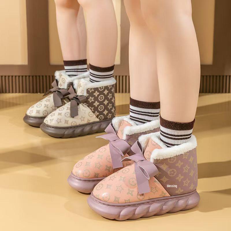 Women's Warm Waterproof Velvet-Lined Snow Boots - Non-Slip, Fashionable Thick Sole