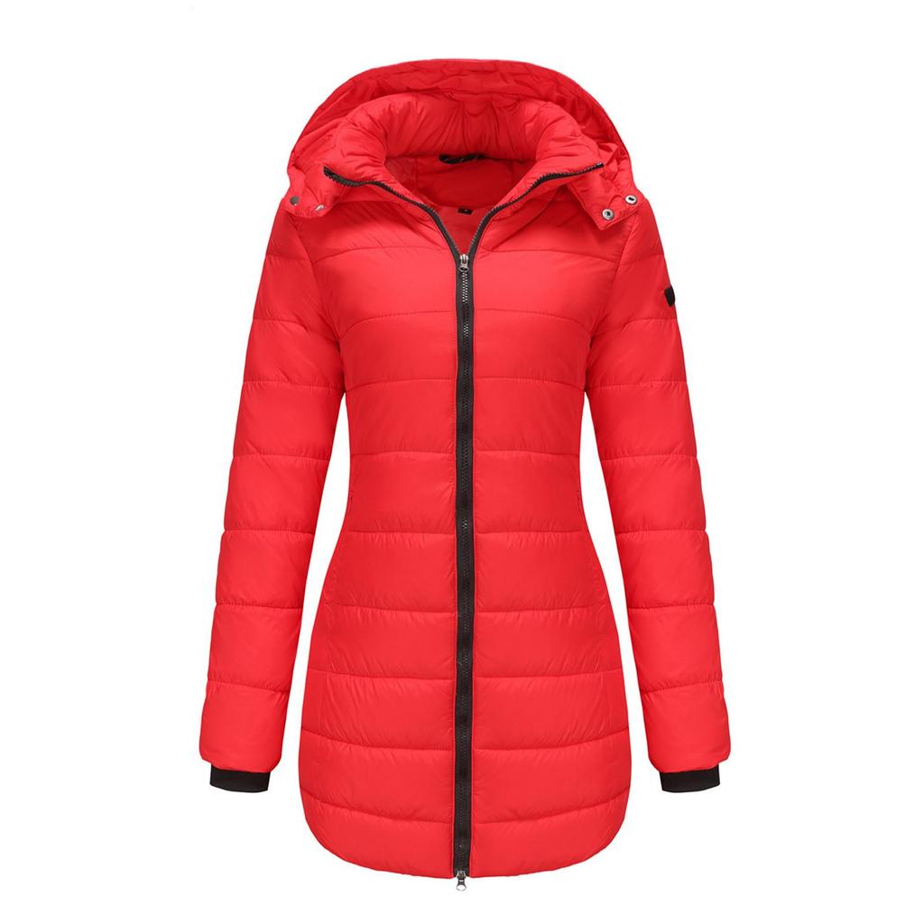 Giacca calda da donna in cotone con cappuccio rimovibile a maniche lunghe, autunno e inverno