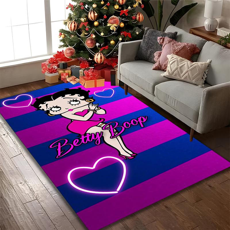 Betty Boop Print Area Rug, Multi-functional Office Chair Sofa Carpet, Easy Clean Carpet for Home and Living Spaces