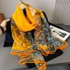 Nytt sommer sjal i imitert silke for kvinner Blå og hvit porselen trykt Pustende silkeskjerf Hodeinnpakket tynt gasskjerf Morsskjerf