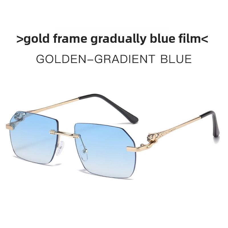 Leopard Pattern Womens Frameless Sunglasses With Pc Lenses For Trendy Street Style