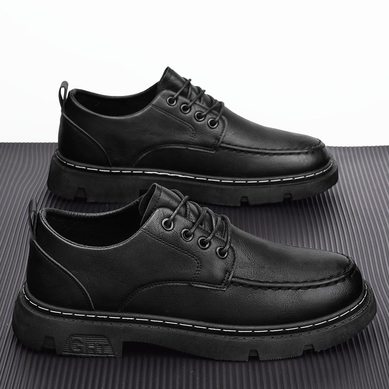 Men's 2023 Autumn Black Casual Retro Leather Shoes – Trendy Non-slip British Style