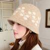 Ethnic Style Floral Knitted Bucket Hat Sweet Warm Fisherman Hat  Autumn and Winter