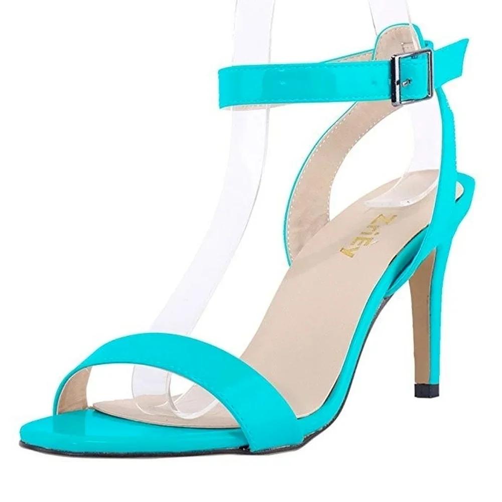 Women Sandals Stilettos Summer Sexy Open Toe Ankle Strap High Heels Ladies Shoes Buckle 9cm Mid Thin Heel Party Wedding Shoes