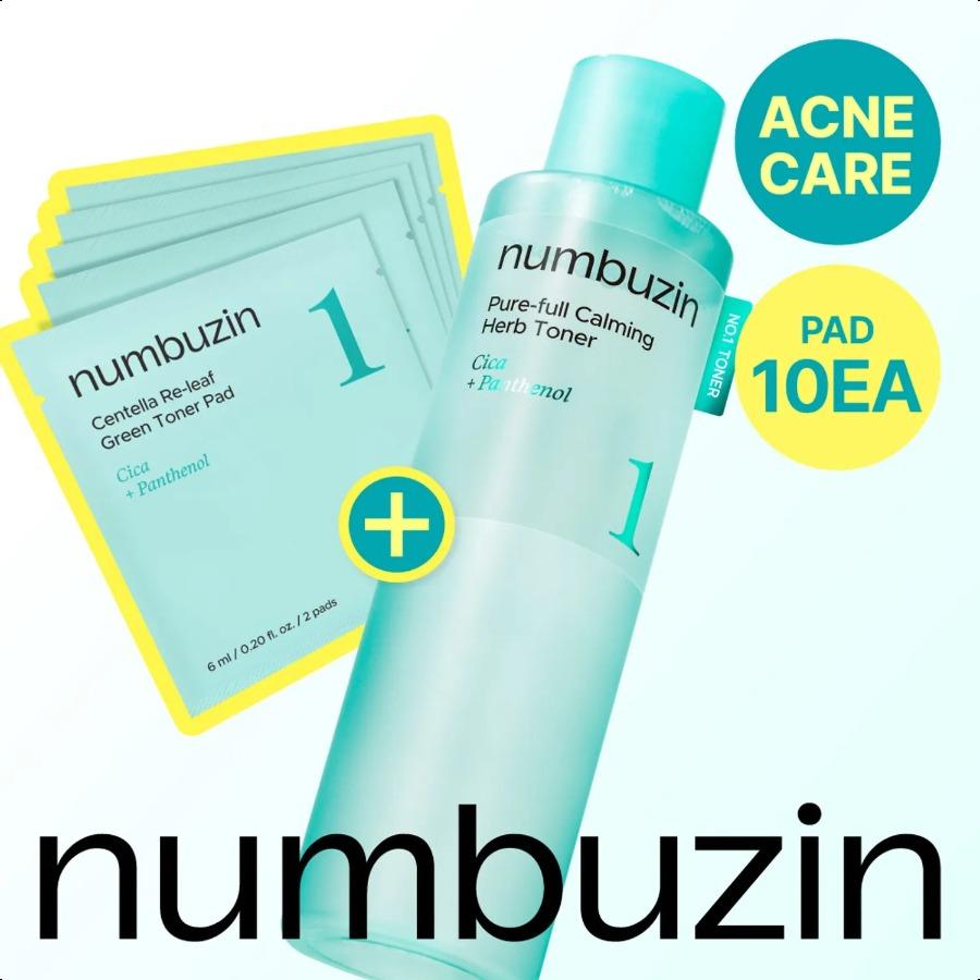 numbuzin No. 1 Calming Herb Toner 300mL Special Set (+10 Toner Pads) +10 Toner Pads
